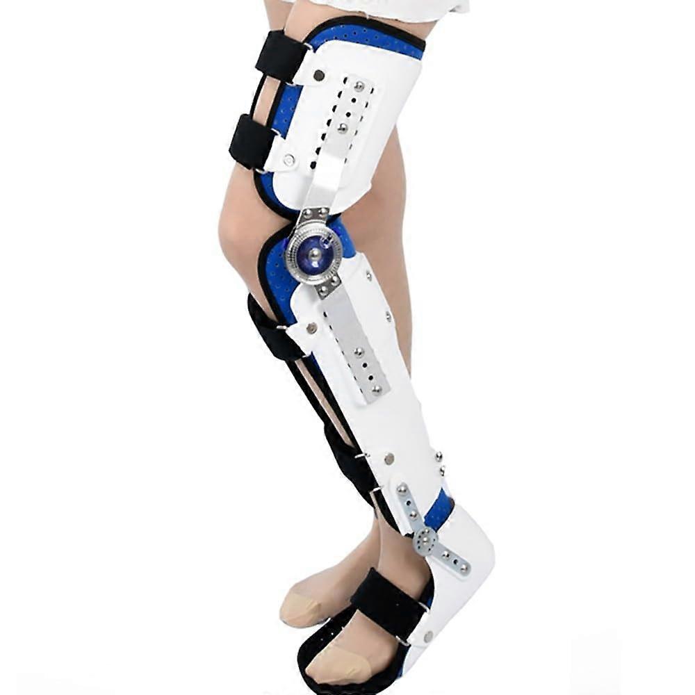 Ortéza na kyčel, koleno, kotník a nohu s nastavitelnou výškou a šířkou pro zlomeniny a paralýzu dolní končetiny levé nohy