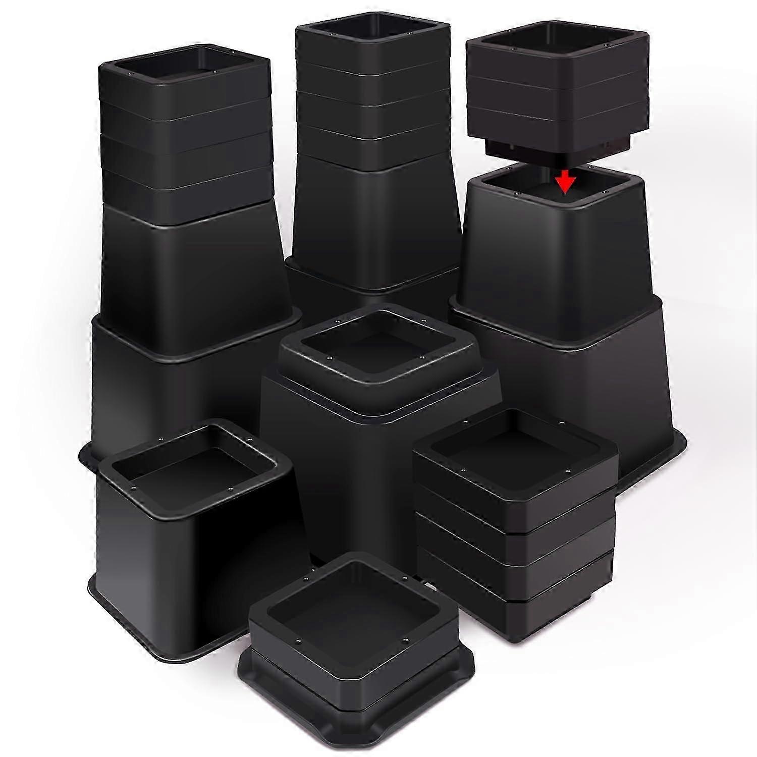 12 Inch Bed Risers For Bed Frame Legs Table Couch Sofa Dorm Bed Risers Black 1-12 Inch