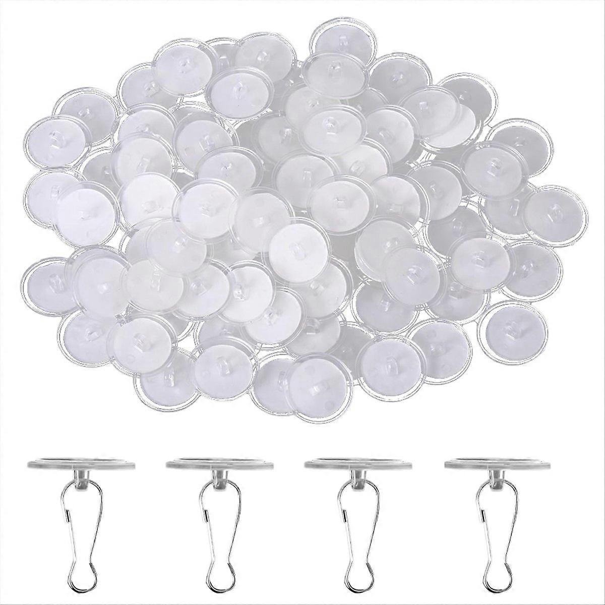 80 Pack Removable Transparent Wall Hanger Self-Adhesive Ceiling Hooks