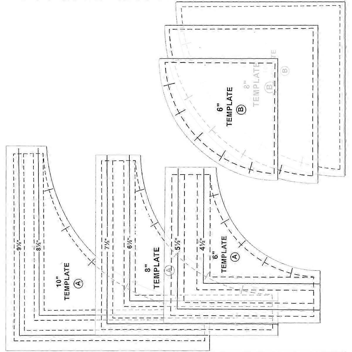 3PC Drunkards Path Quilting Templates Large Quilting Rulers and Templates for Cutting Patterns with 1/4IN Seam Allowance