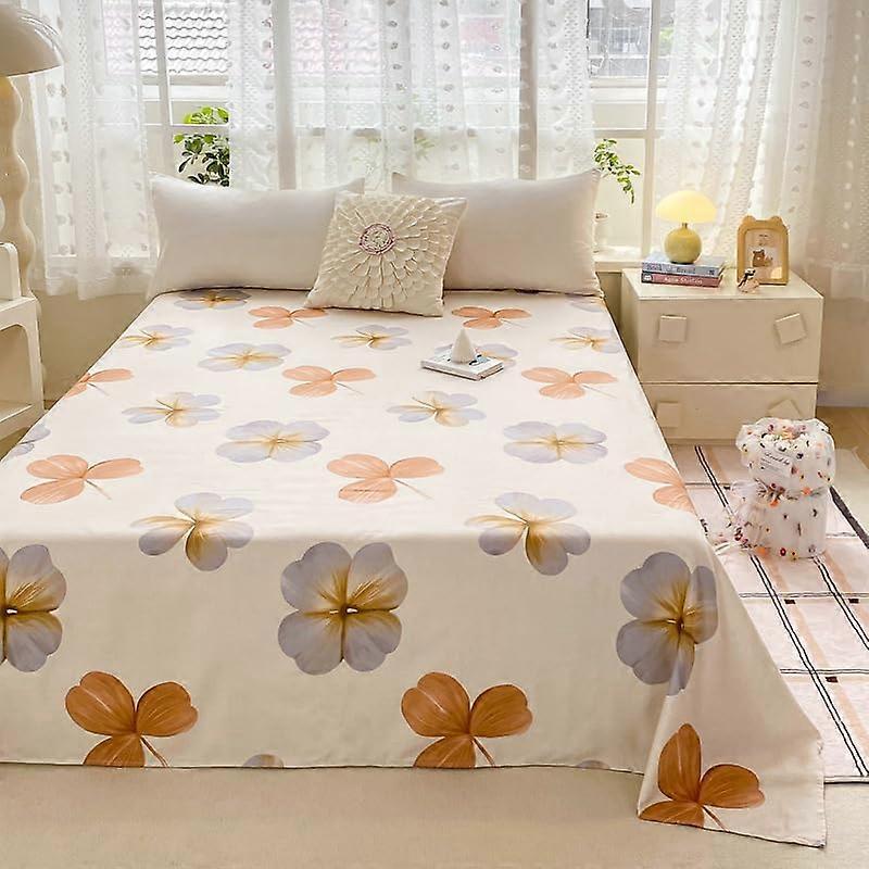 Cute Pattern Bed Sheet Microfiber Brushed Floral Bedding 230x230 CM Flat Sheet Twin Dorm Bunk Bed Small Fresh Style