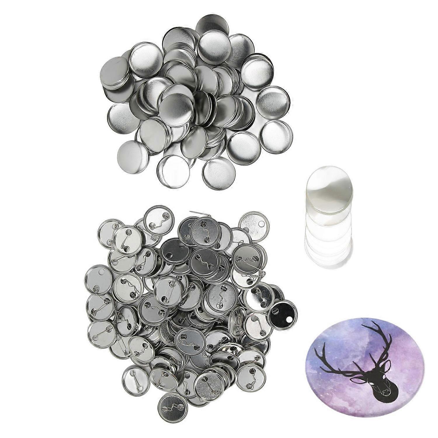 100 Sets Blank Button Badge Parts Set Round Shape Rust Prevention Easy Print Button Pin Badge Kit fo