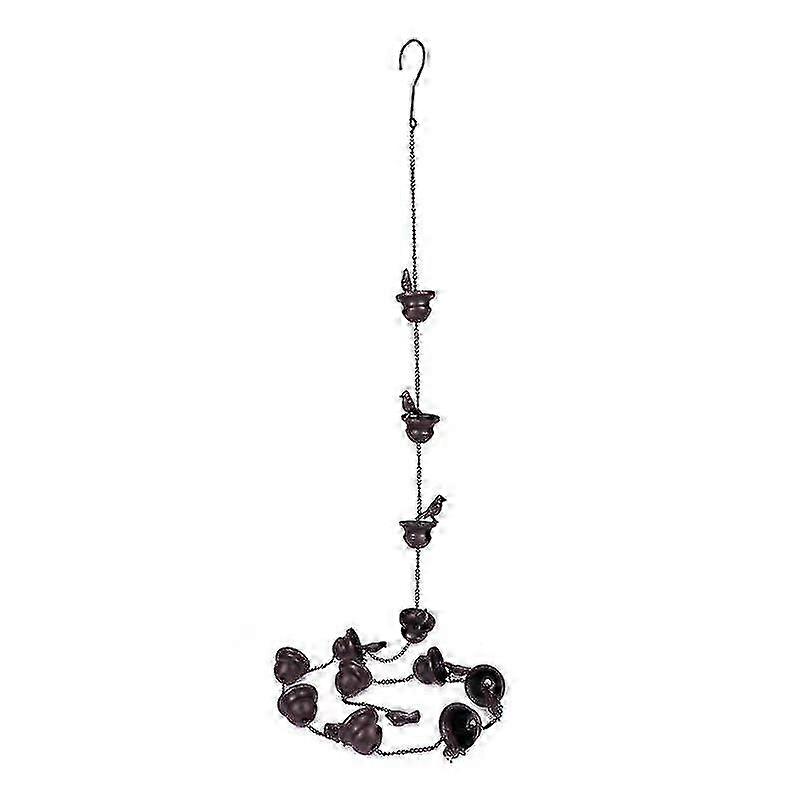 8.5 Feet Mobile Birds on Cups Rain Chain Red Bronze Decorative Bird Rain Chain Outdoor Courtyard Gar