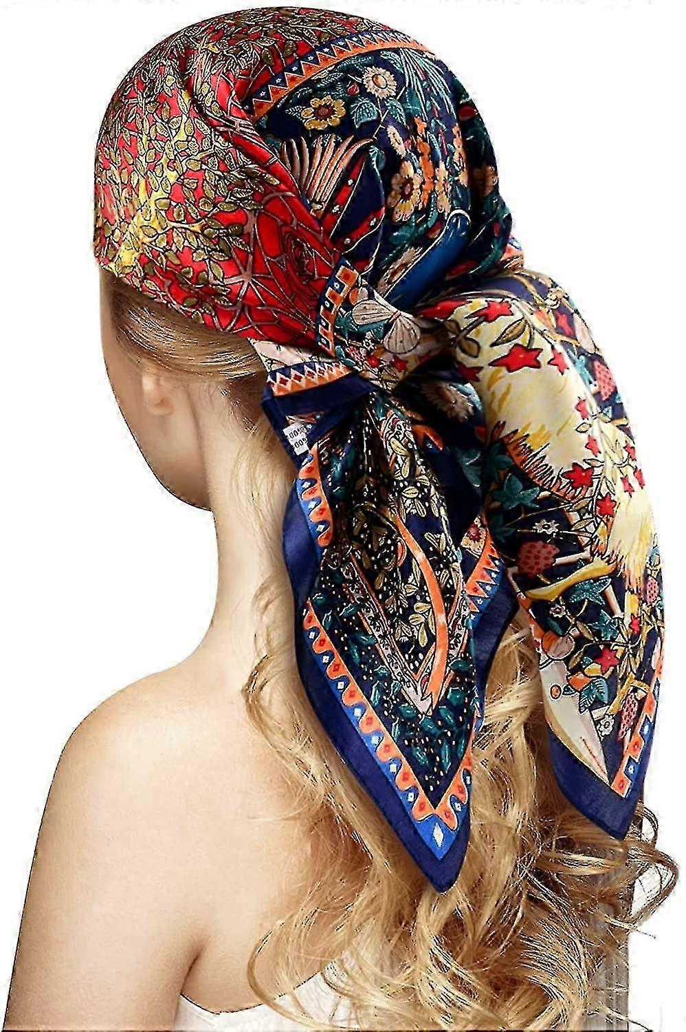Lenço de cetim de seda de 27 polegadas para mulheres, bandanas de cabelo.