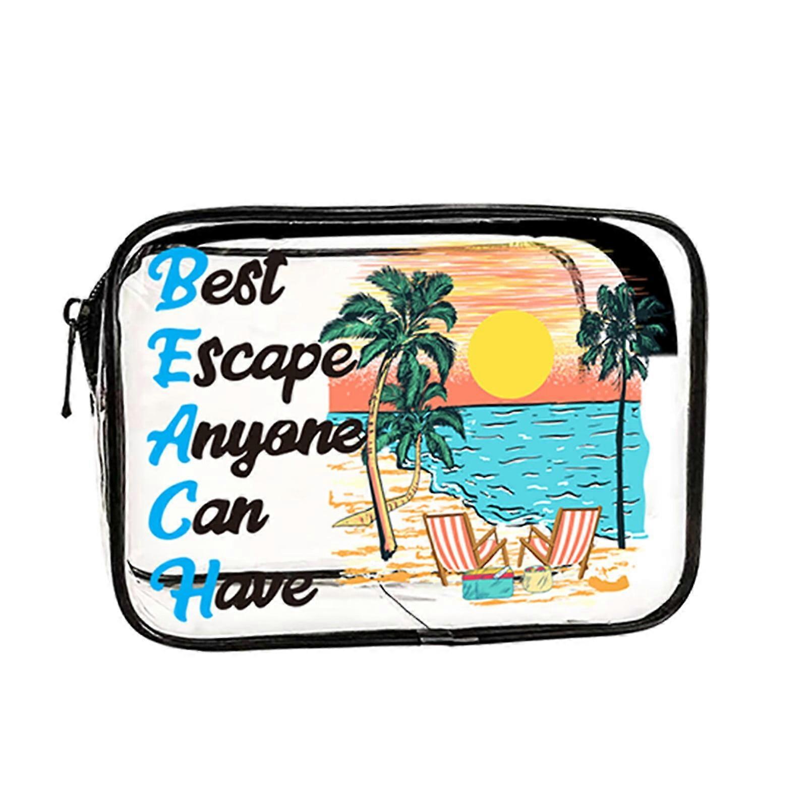 HKUKY Transparent PVC Material Portable Printed Makeup Bag