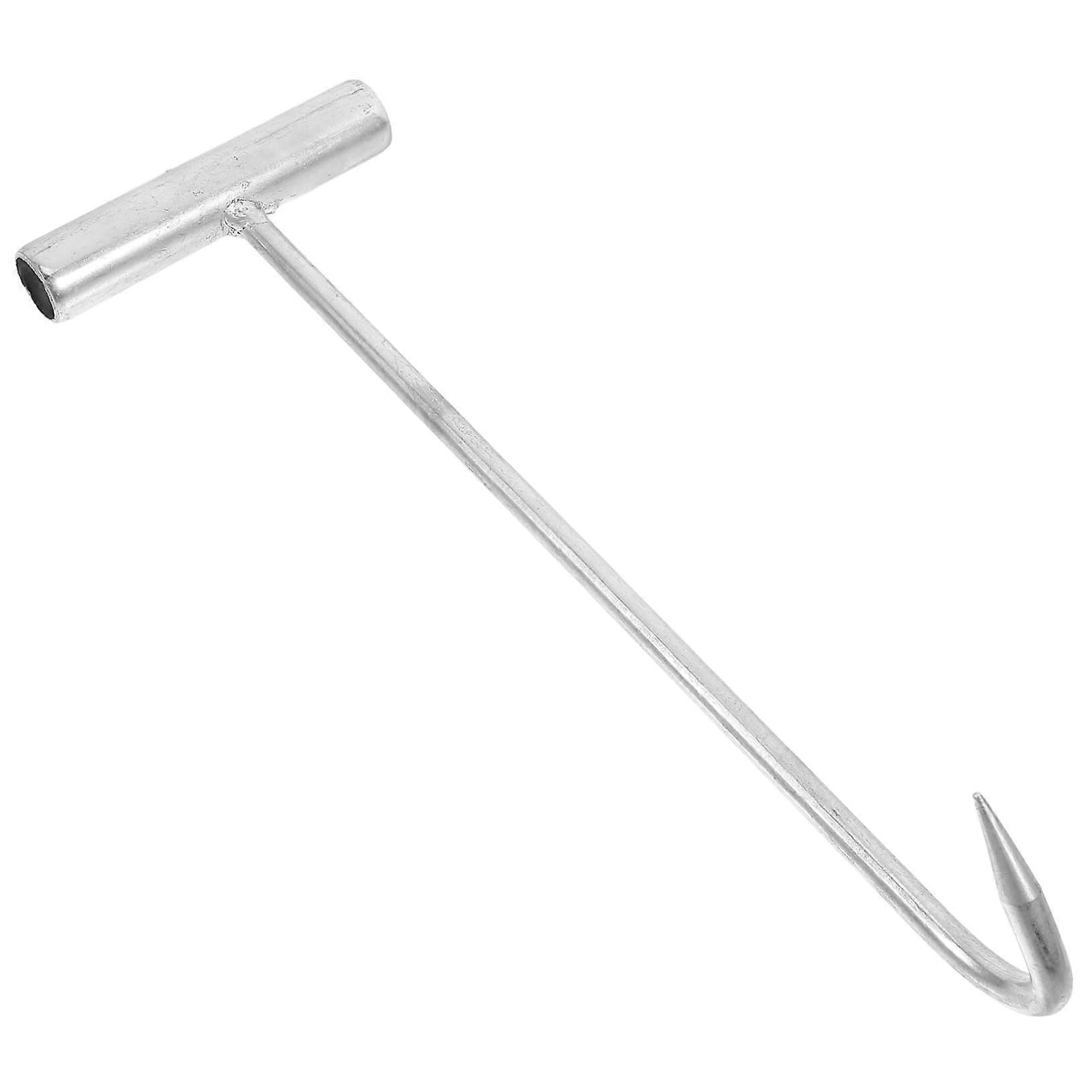 Manhole Cover Hook Stainless Steel Lifting Tool, Spring Pull Hook, Silver, Post And Well Lid Lifter