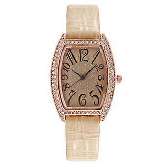 Fashion Barrel Diamond Ladies Watch  Women's Leather Strap Quartz Watch