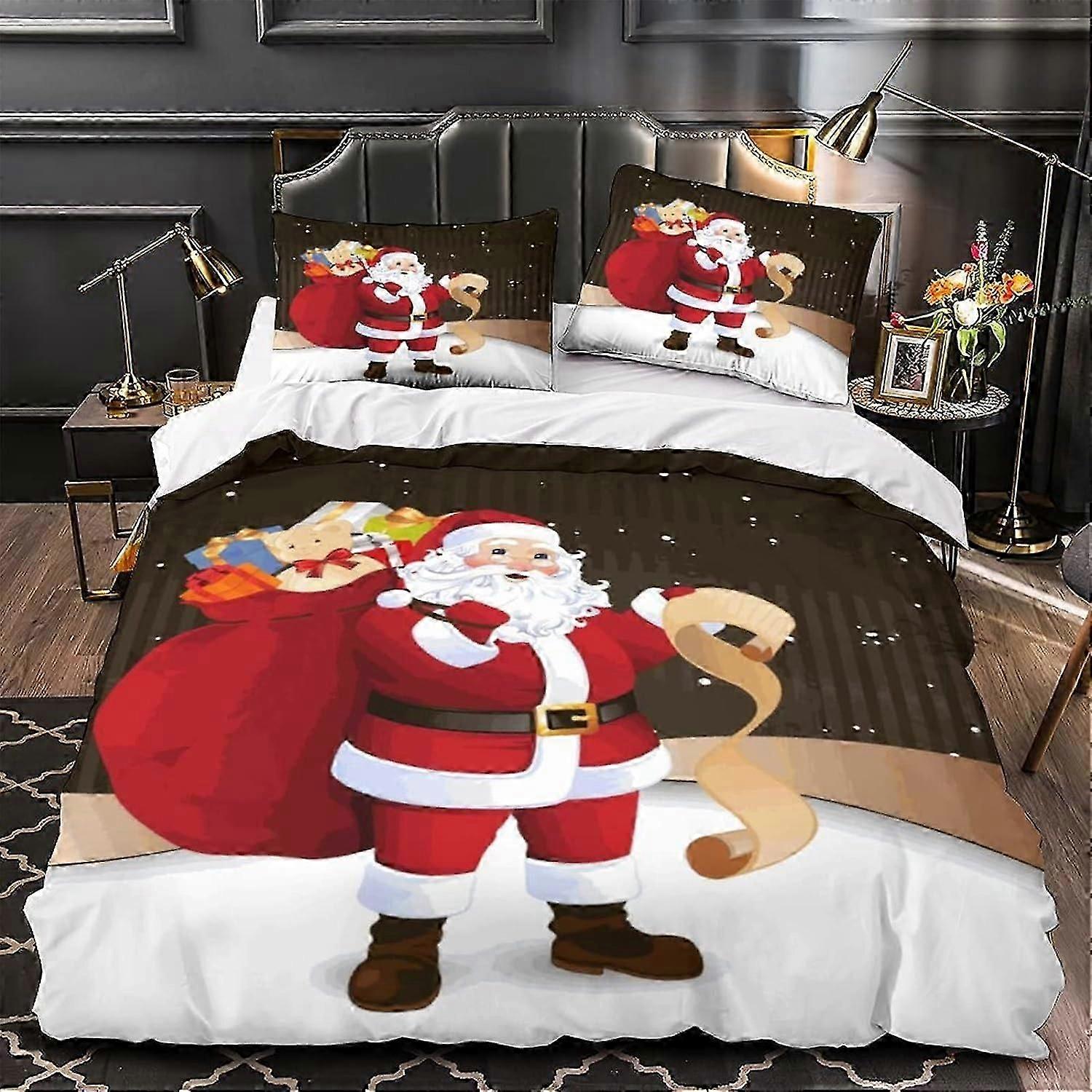 Edredom de Natal Conjunto de Capa de Natal Presente de Natal Impresso Edredom Capa Conjunto D Peças Colcha Capa Zíper Fechamento para Adolescentes e