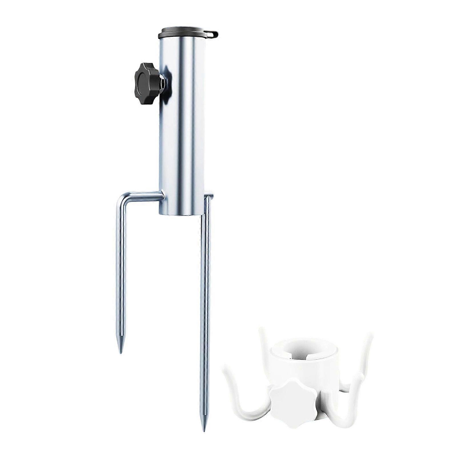 Portable Beach Umbrella Ground Stake With Adjustable Tube Diameter And Hook Multicolor