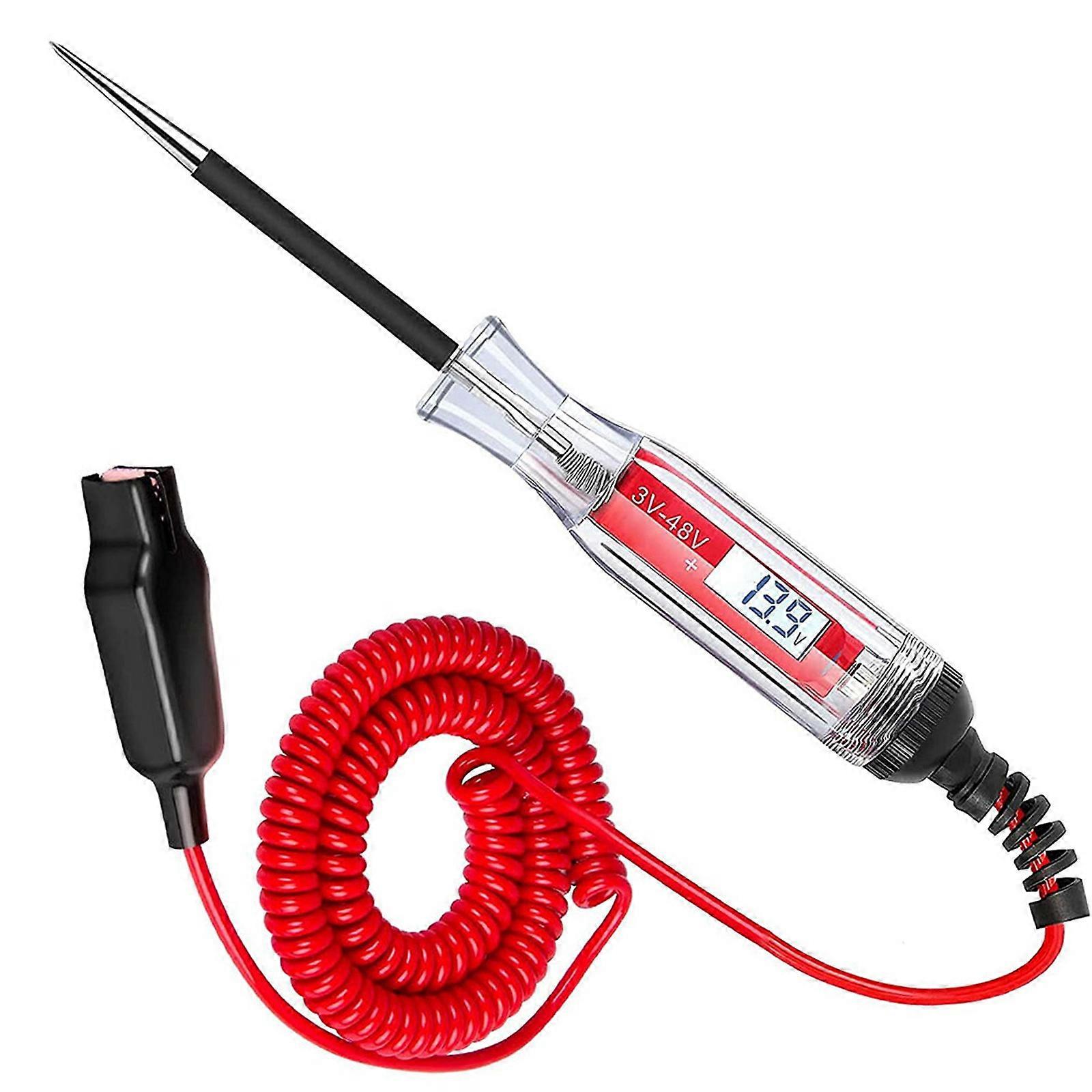 Heavy Duty Metal Probes 3-48V Digital LCD Display Circuit Tester with Extended Spring Wire Low Voltage & Light Tester Multicolor