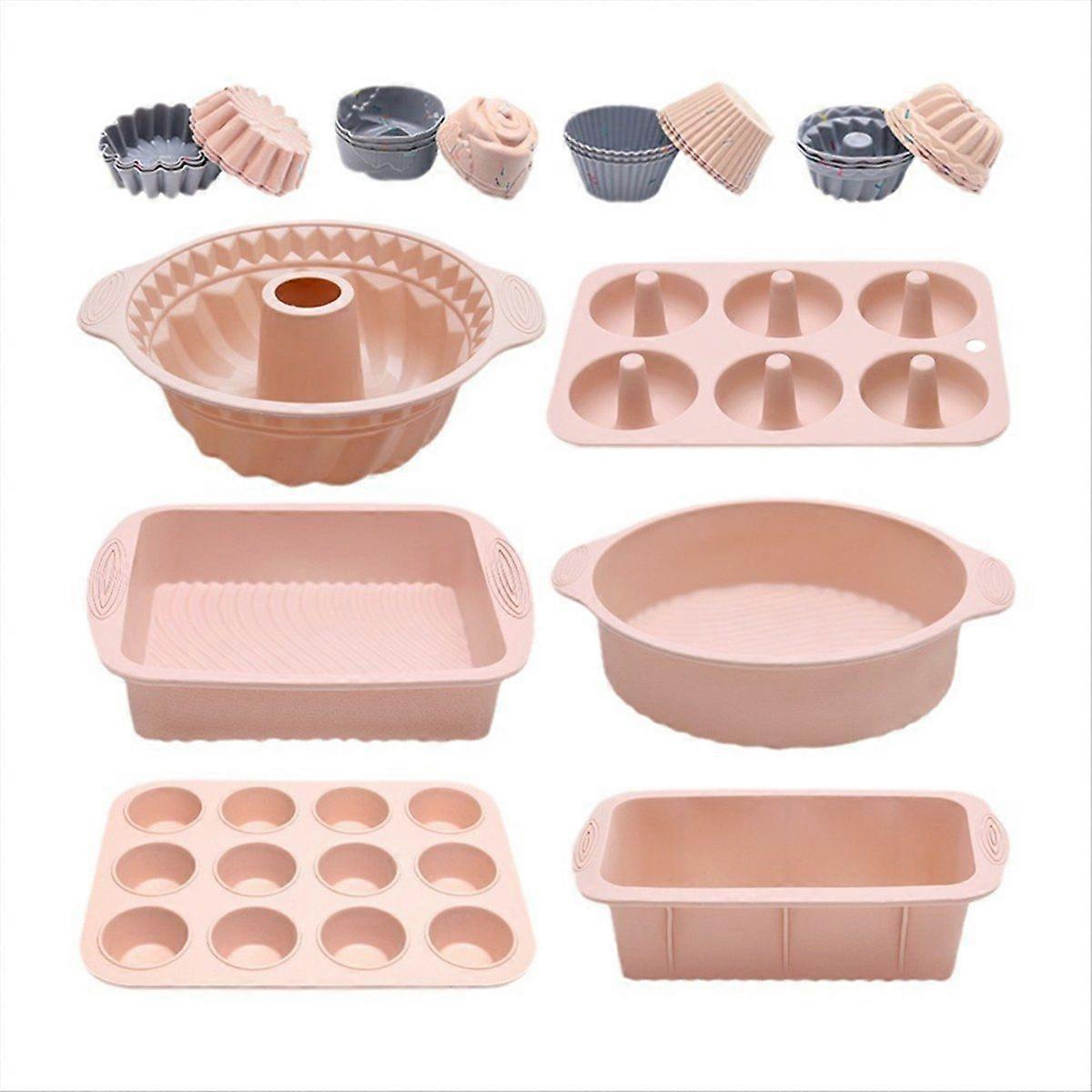 Silikon-Backformen und -Muffinförmchen-Sets, Lotuswurzel-Rosa