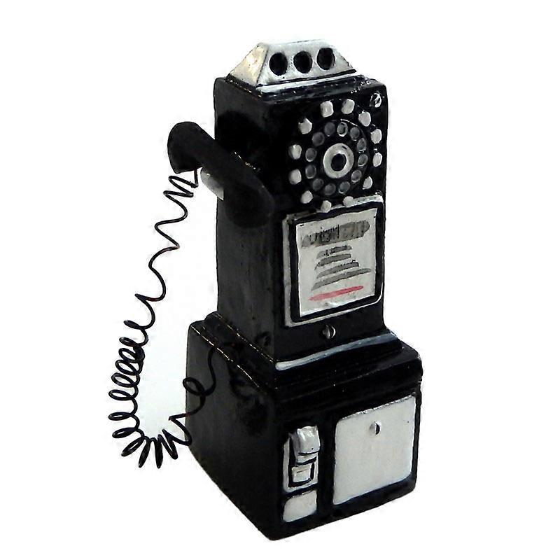 دمى البيت مصغرة صندوق الهاتف متجر مقهى 1950 دفع الهاتف الأسود