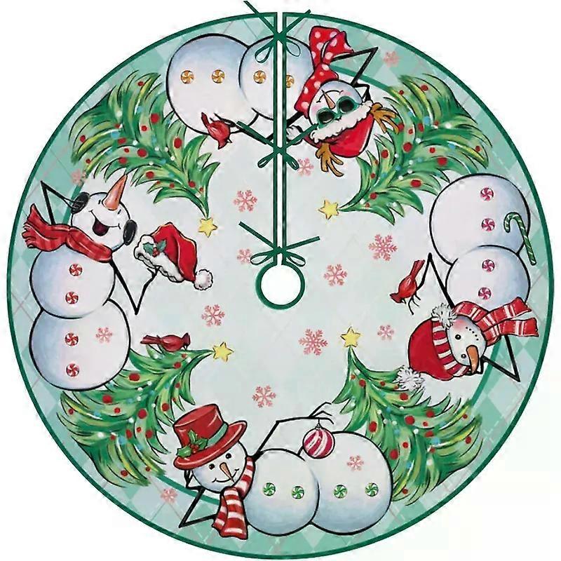 Saia de árvore de Natal com boneco de neve, verde, com cadarço, divertida para decoração de festas de inverno em ambientes internos.