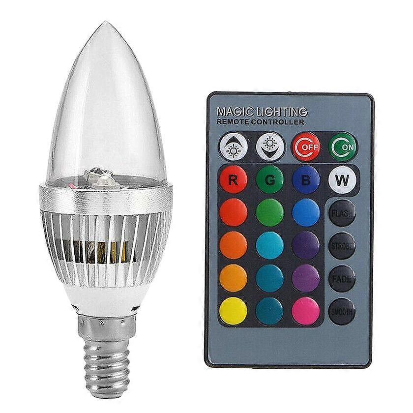 3W Smart E12 RGB LED Colorful Change Color Bulb with 24 Candle Remote Control Button Transparent Lampshade