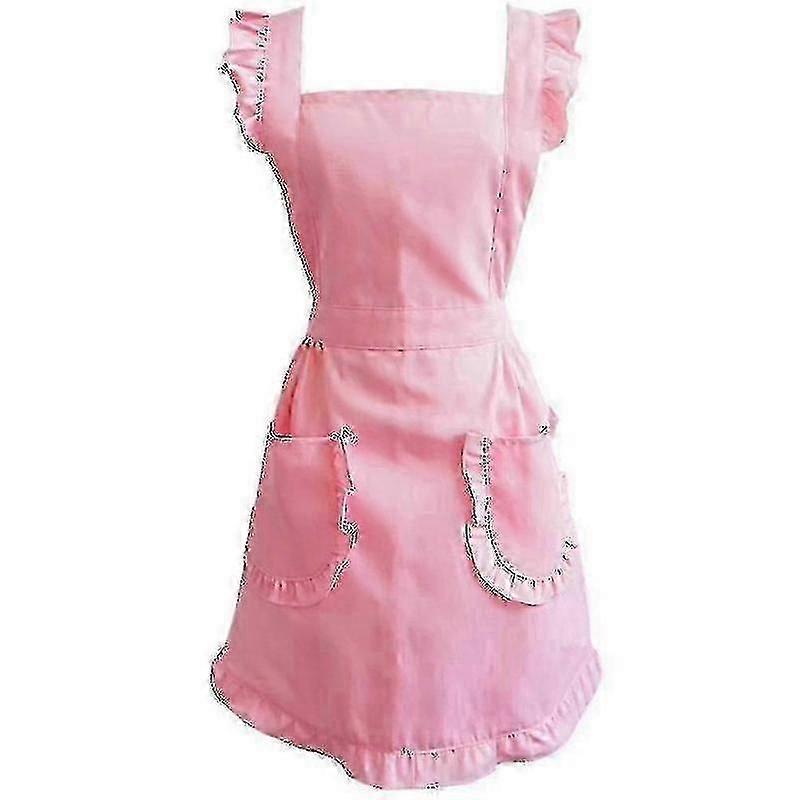 Adjustable Retro Ruffle Apron for Small to Plus Sizes with Pockets