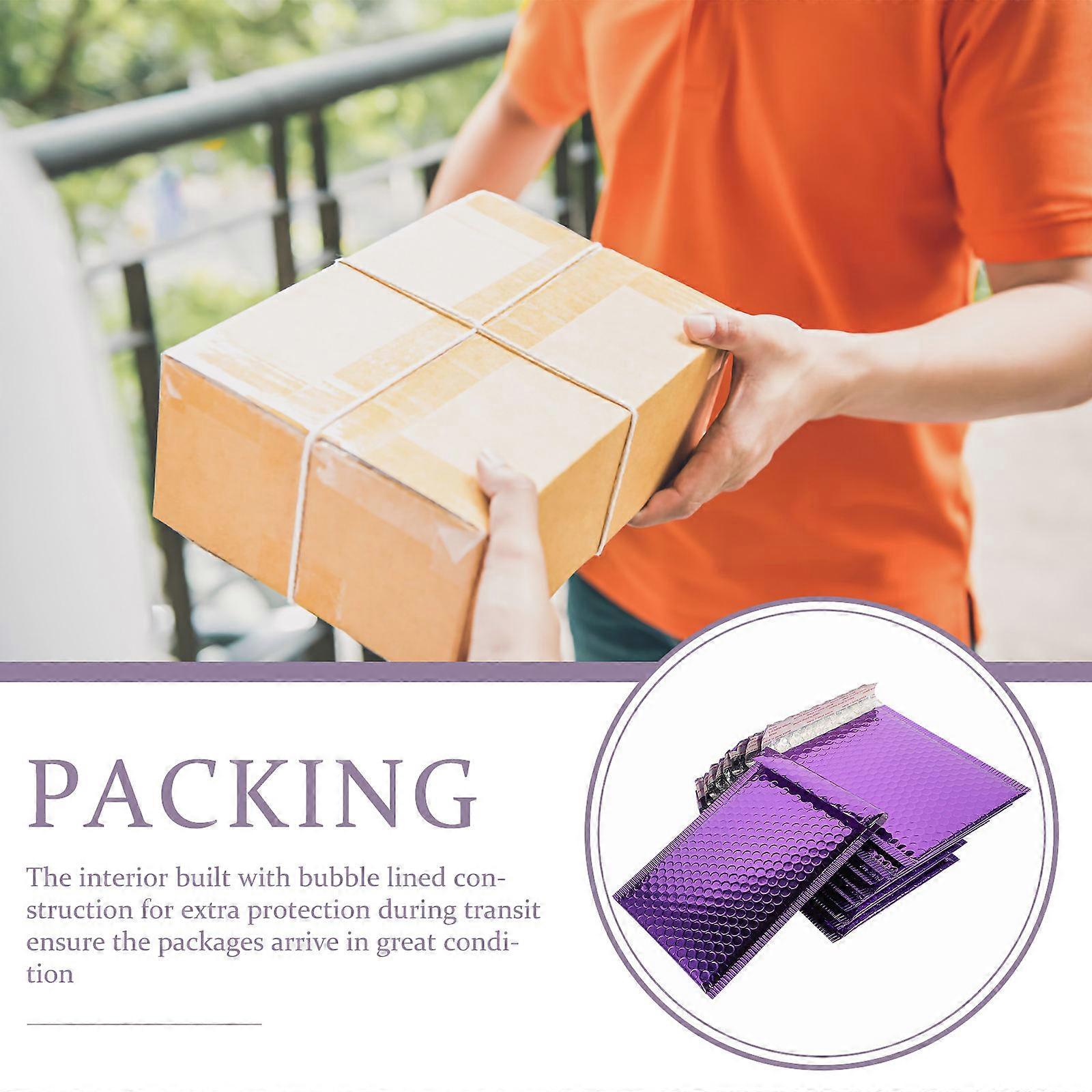 Professional Purple Bubble Mailers Multi Functional Package Bags 10Pcs