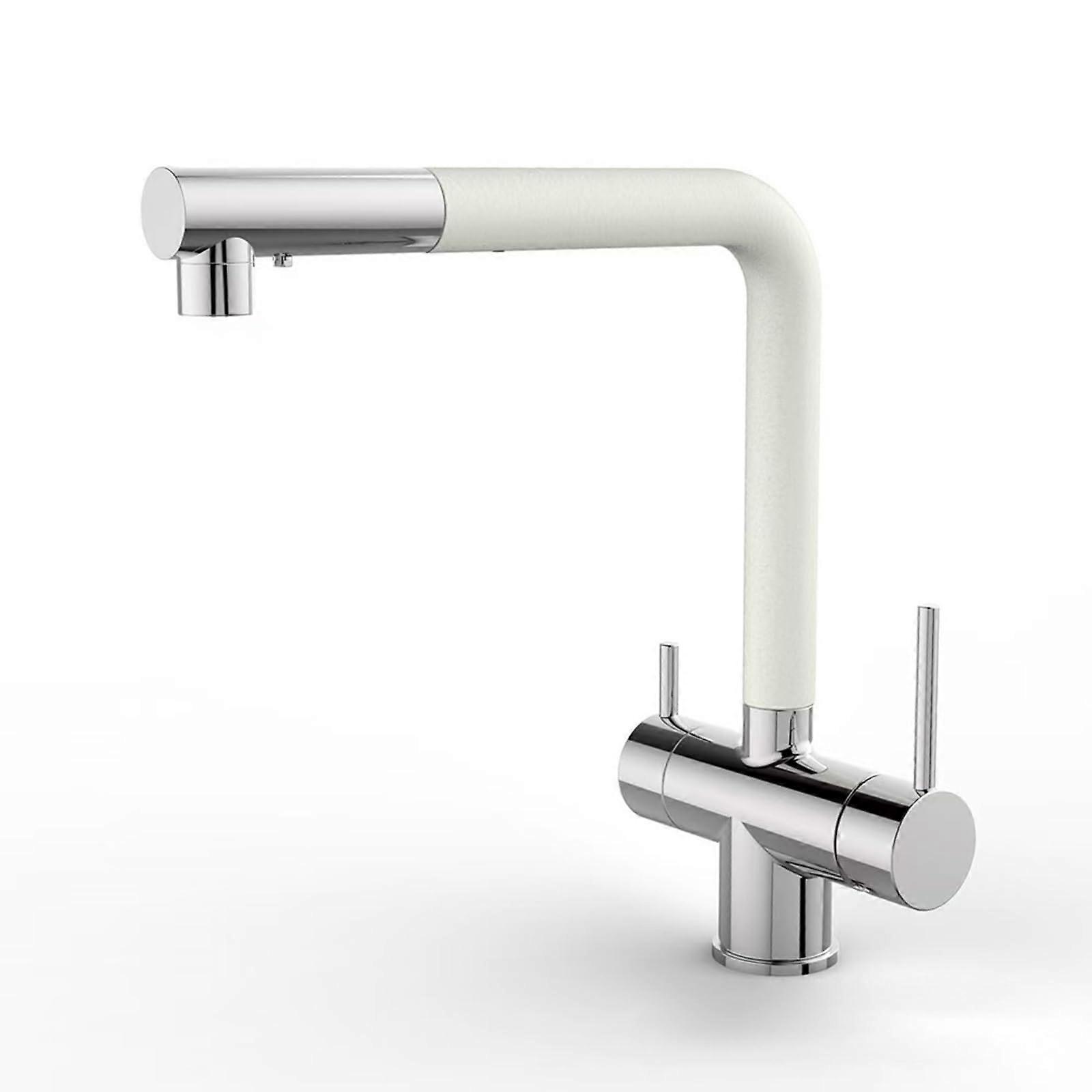 3 Way Kitchen Water Filter Faucet with Rotatable Spout and 3 Modes Beige Tap for Drinking Water Sink