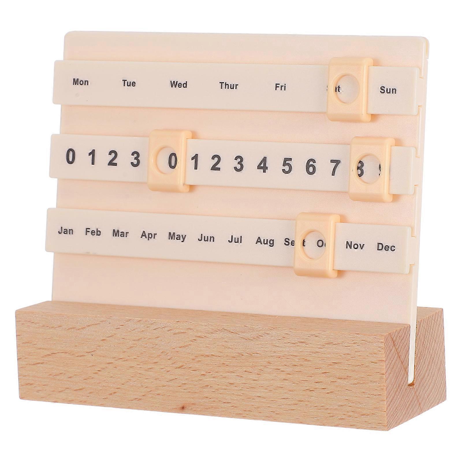 Wood Desk Calendar with Month Date Display for Home Multi Color Standing Calendar Blocks 2025