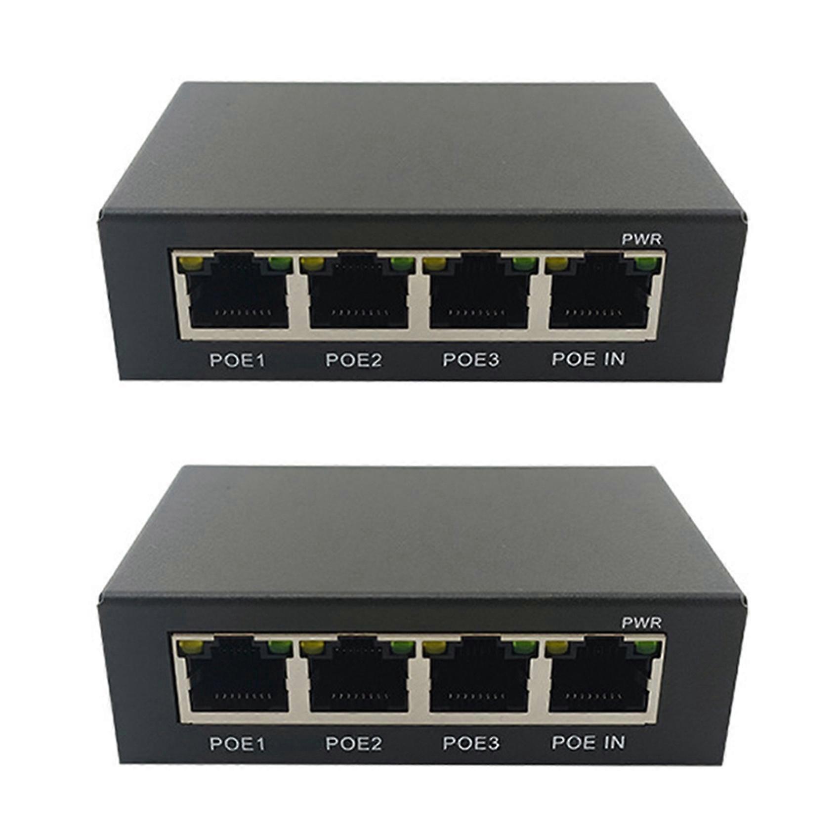 2X 4Port Gigabit POE Extender 100/1000M Network Switch Extender IEEE802.3Af/At Plug&Play for PoE Switch NVR IP Camera AP