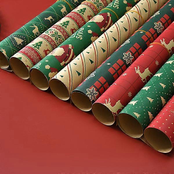 8-pack with 8 patterns Christmas wrapping paper Santa Claus
