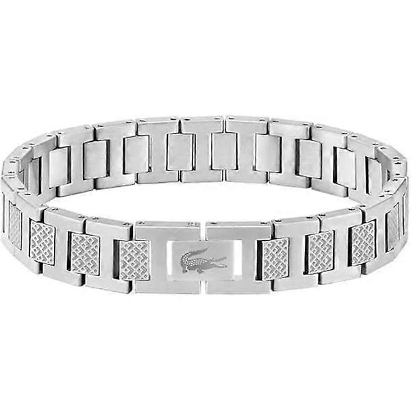 Pulseira Collection Link em aço inoxidável com padrão Petit Piqué - Disponível para ele e para ela na cor prata.