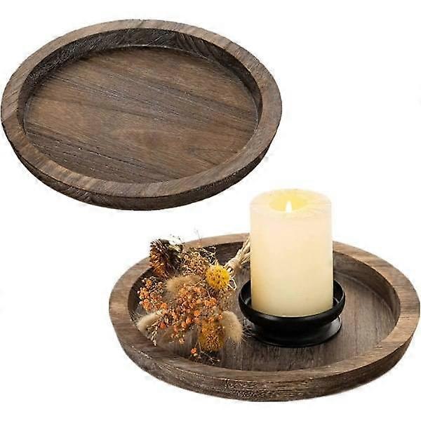 IG Rustic wooden tray candle holder - small decorative plate Rustic