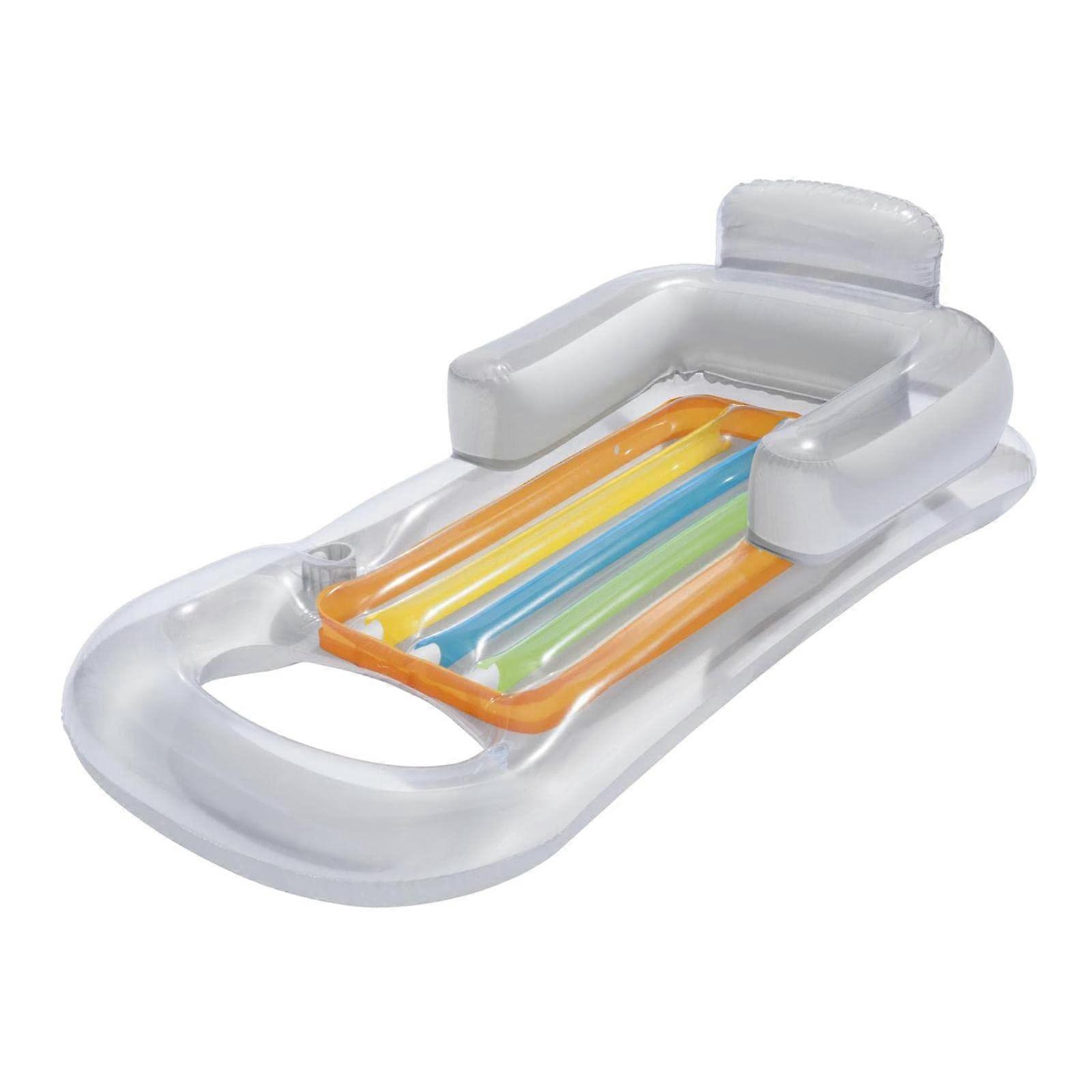 Inflatable Pool Float with Drink Holder, Vibrant L Beam Design, Thickened PVC, 90kg Capacity