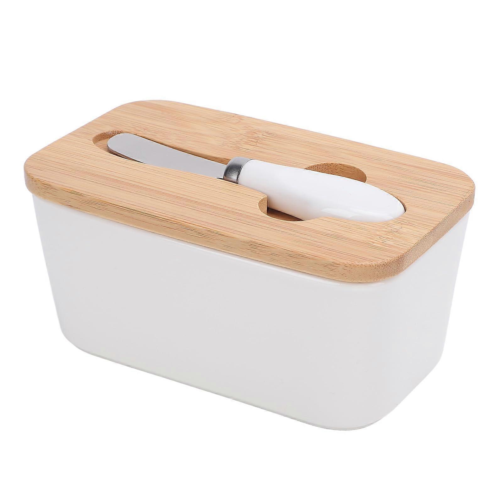 Ceramic Butter Dish with Airtight Lid and Knife for Countertop or Fridge Storage 500ml