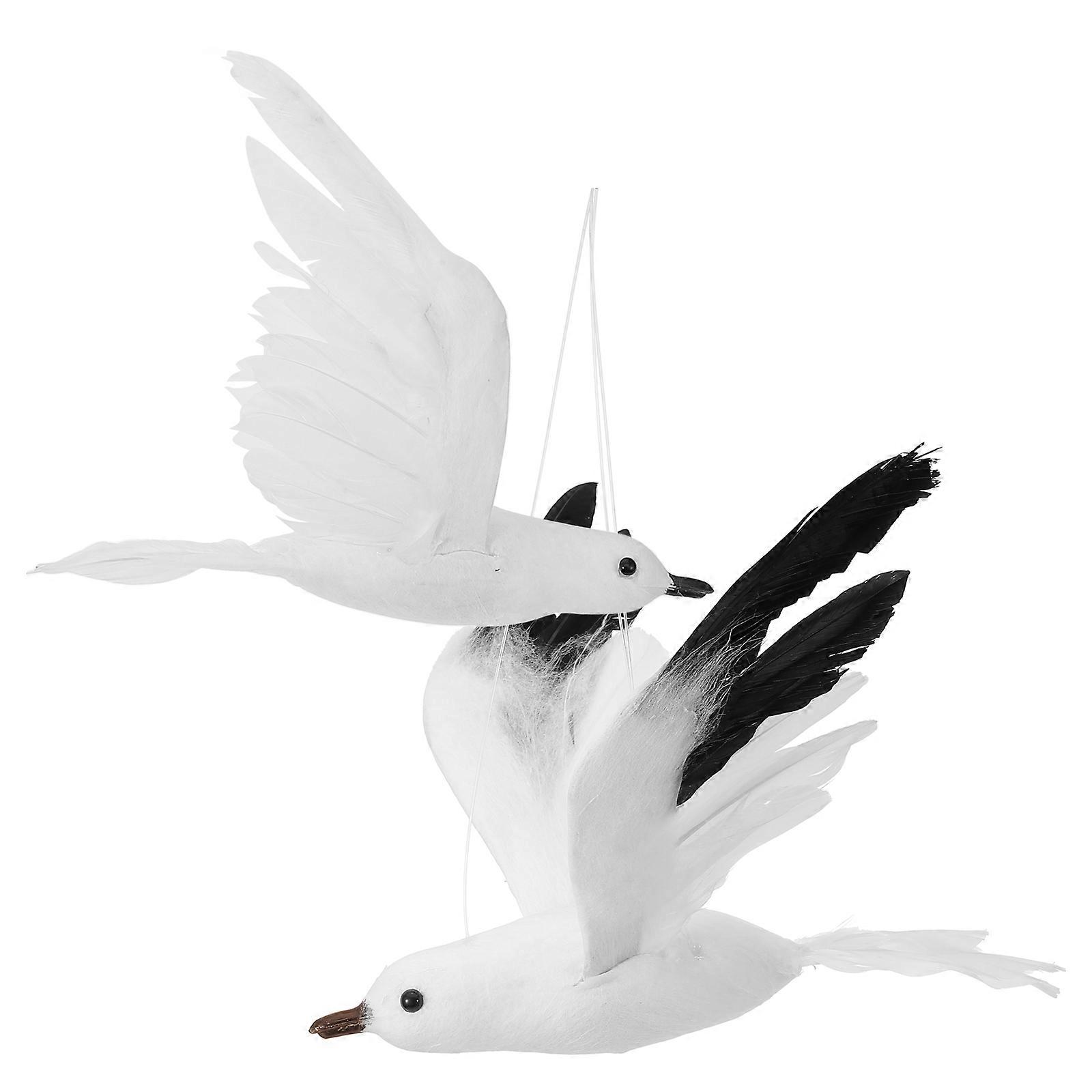 Artificial Seagull Bird Model for Garden Hanging Decoration 2Pcs