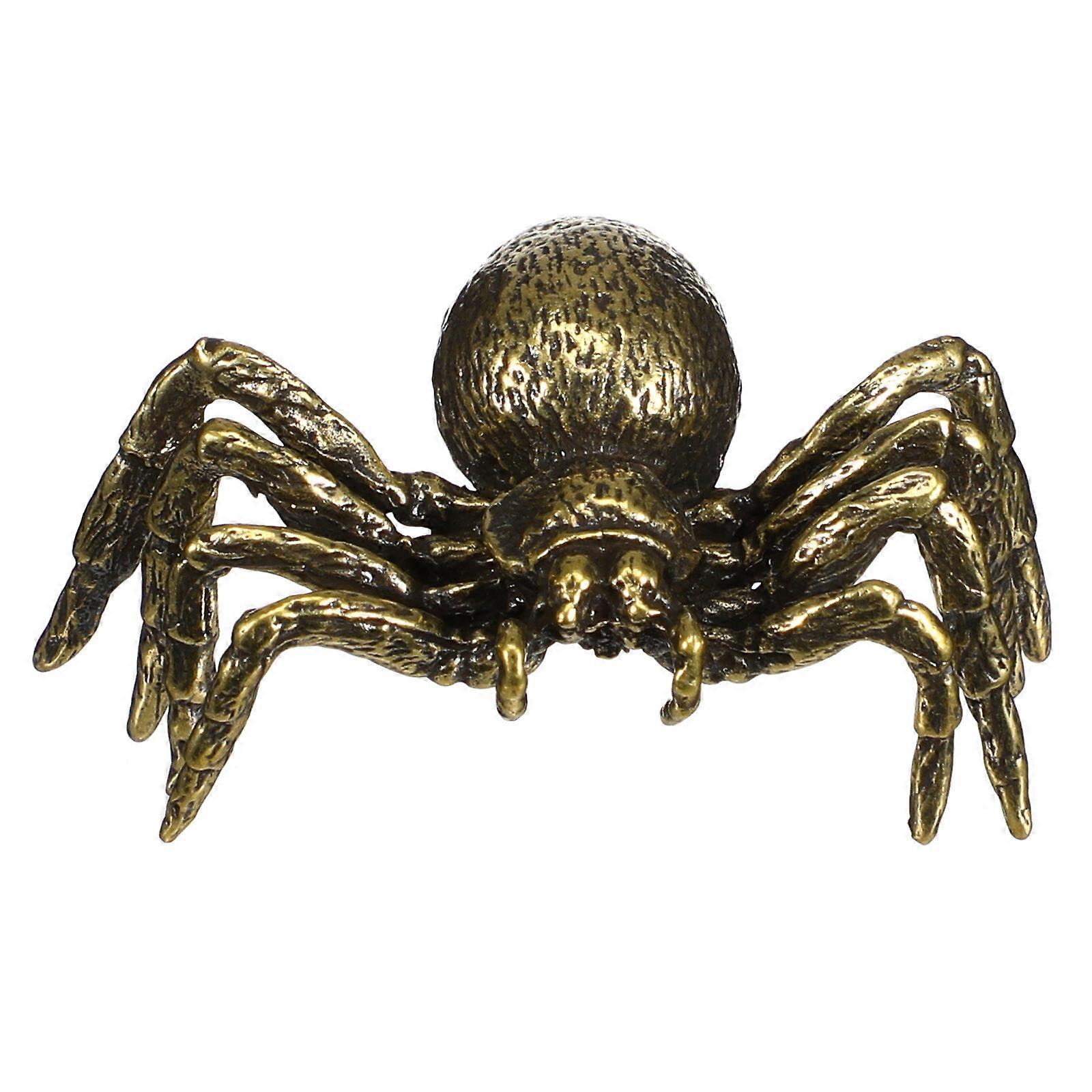 Golden Brass Desktop Decor Spider Figurines for Creative Display 3Pcs