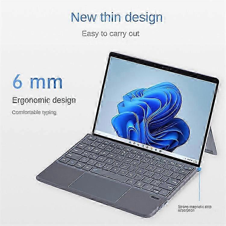 FT-2087A Slim Wireless Keyboard Compatible For Microsoft Surface Go / Go 3 / Go 2 10.5 inch Touchpad Bluetooth Keyboard without Ba