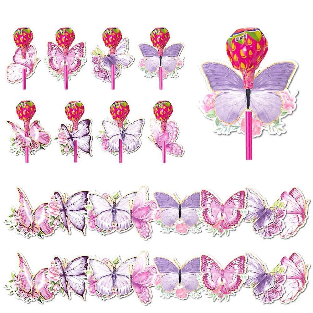 24Pcs Butterfly Lollipop Holders Set, 8 Unique Designs Candy Party Decorations, Reusable Display