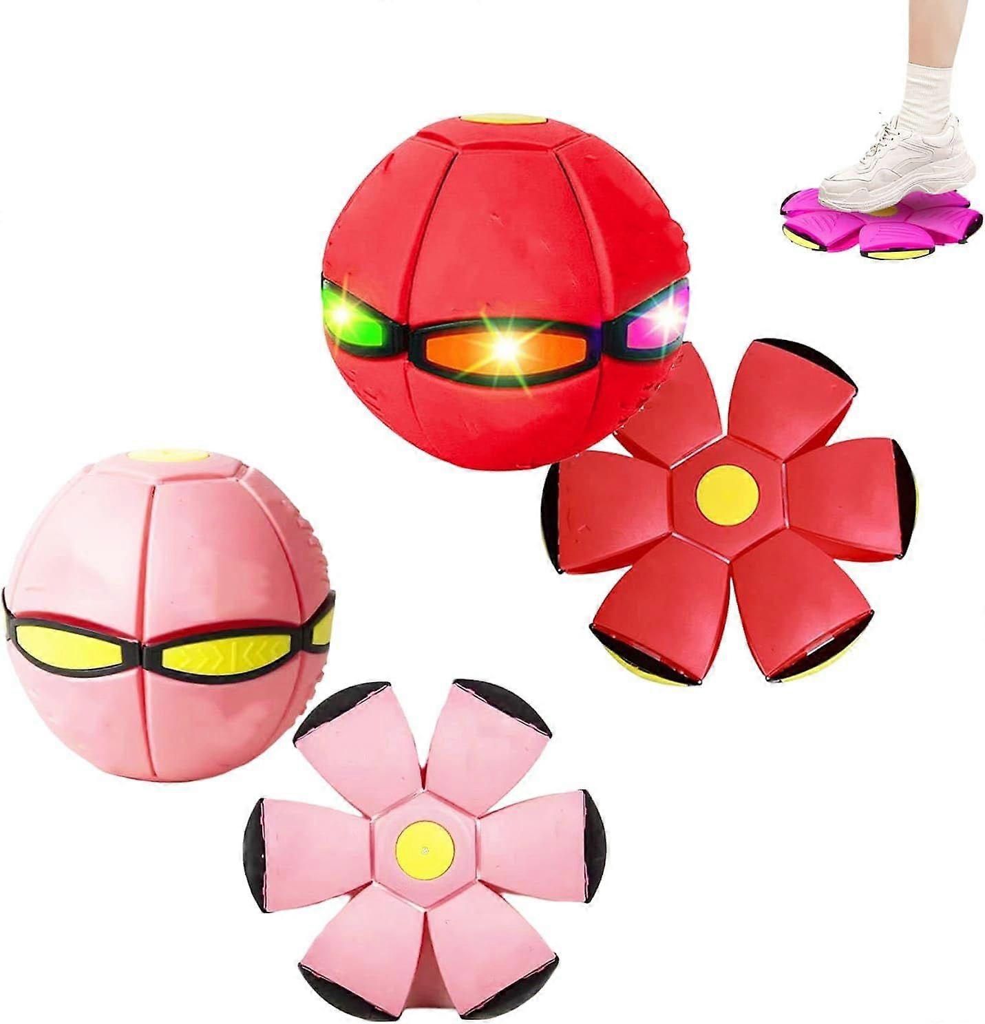 Fantastic Dual-Form Magic Metaball & Flying Saucer - Switchable Bouncing Ball Toy with 6 LED Lights for Kids & Pets