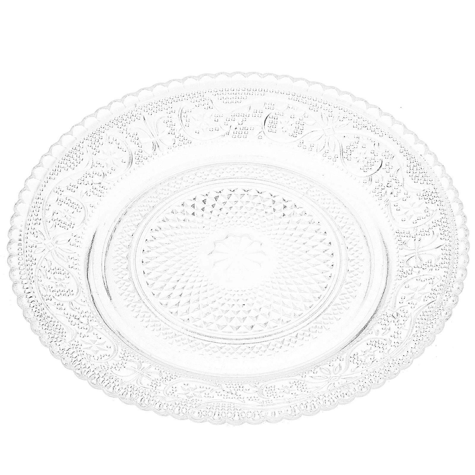 Glass Plate Embossed Fruit Plates Useful 2Pcs for Kitchen Use