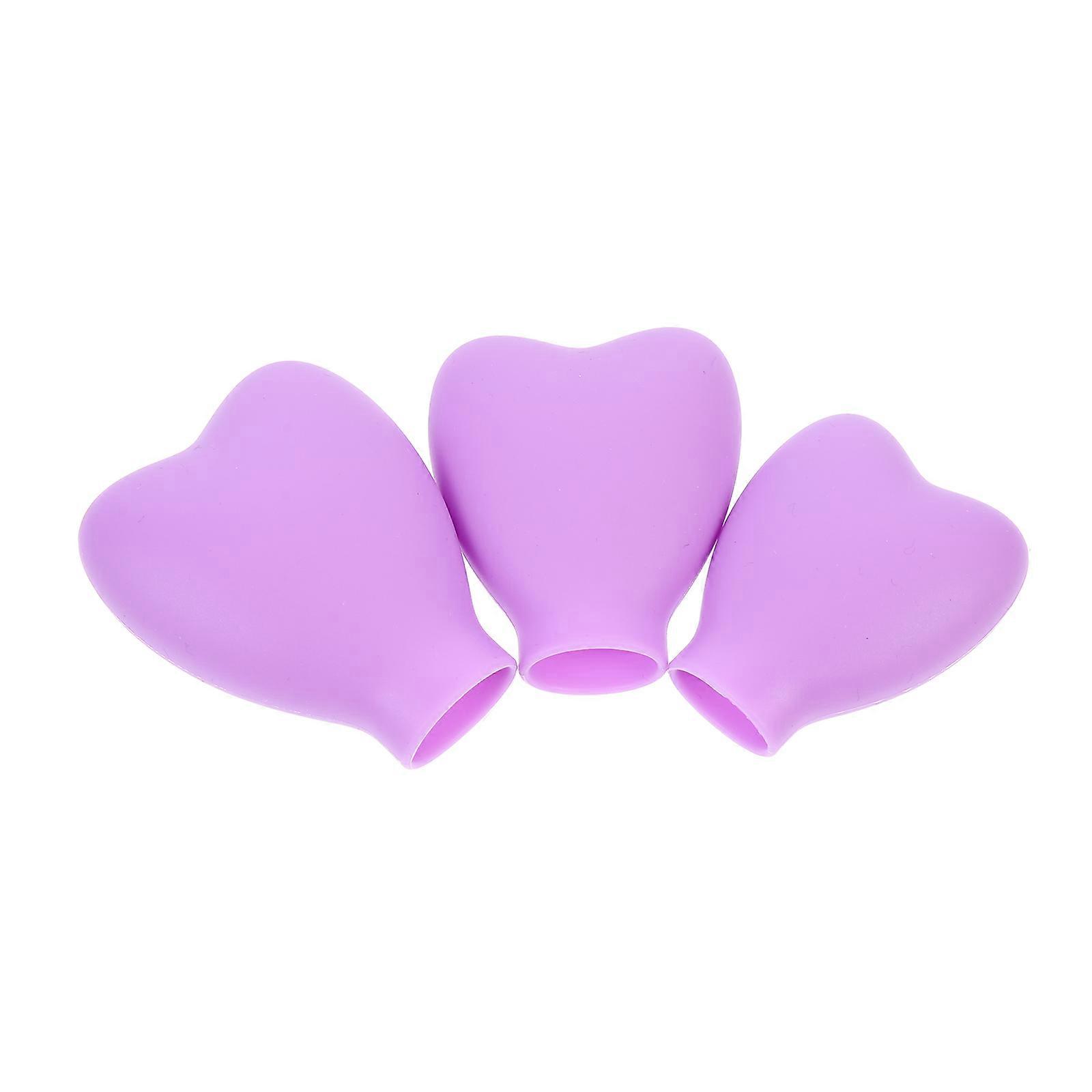 Makeup Brush Covers Durable Silicone Protector for Brush 3Pcs Violet