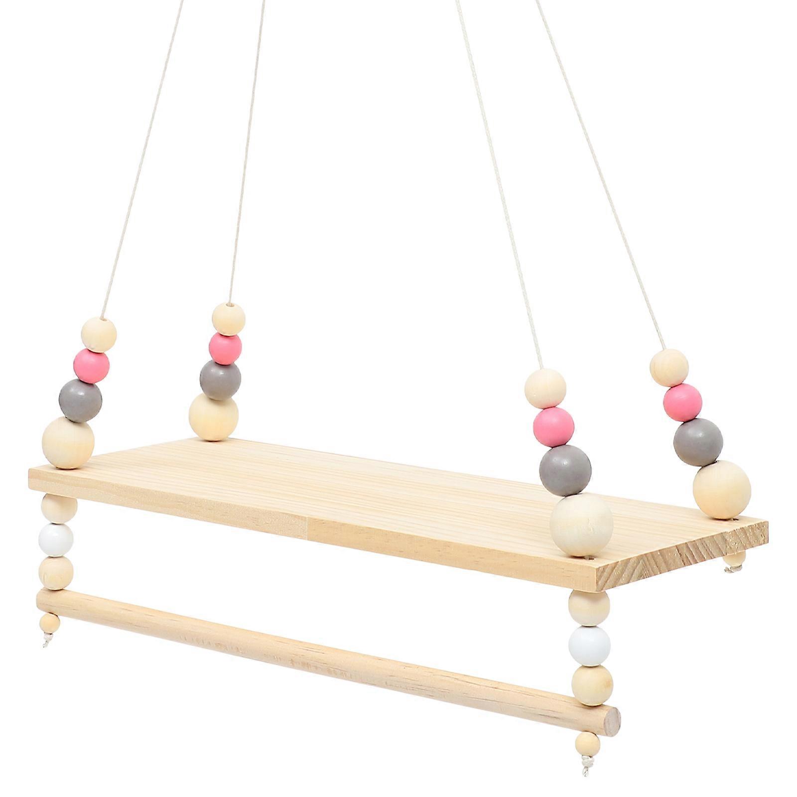 Wooden Bead Wall Hanging Shelf for Storage Use Multi Functional Organizer