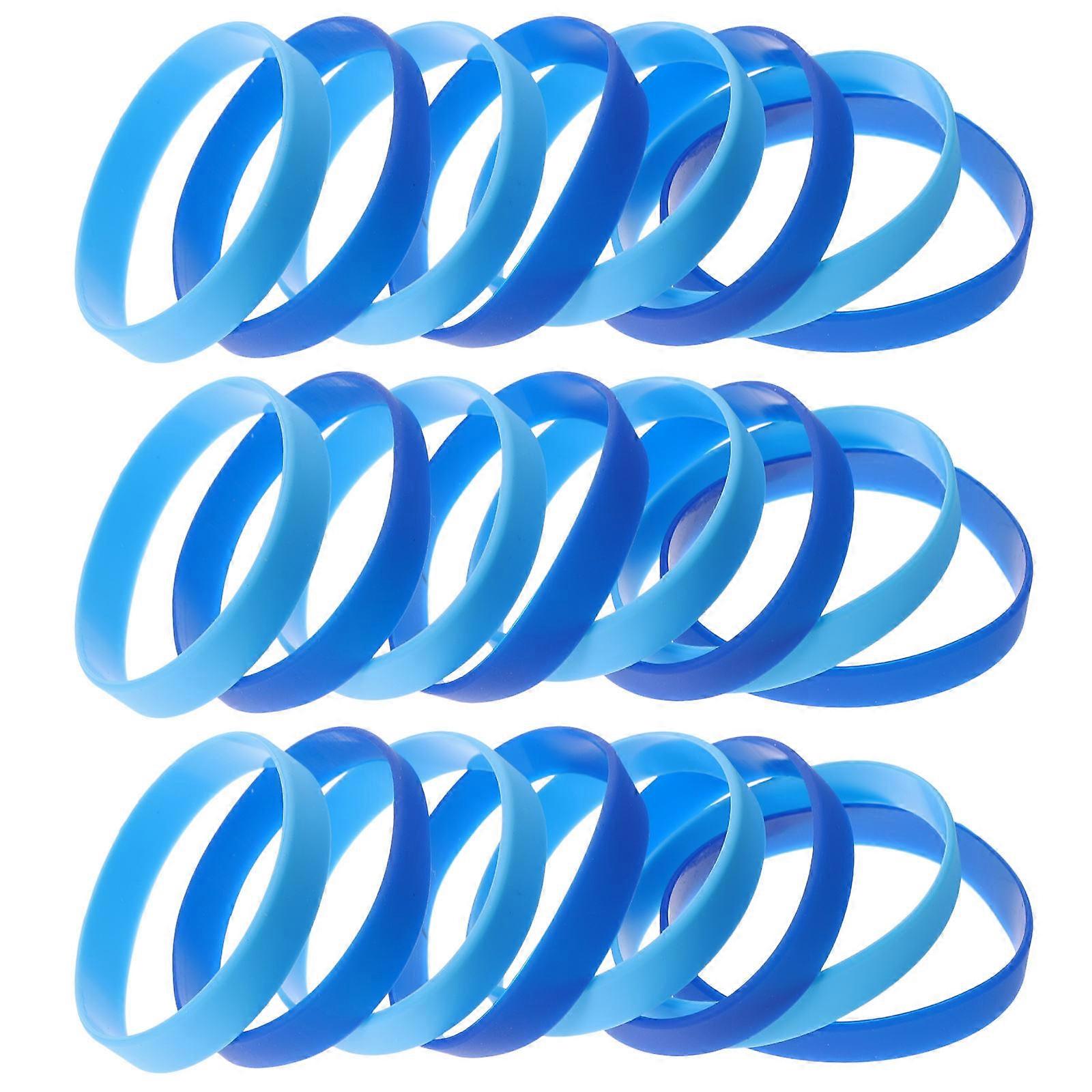 Replacement Silicone Wristbands Smooth Surface Many People Blue 299C 24Pcs