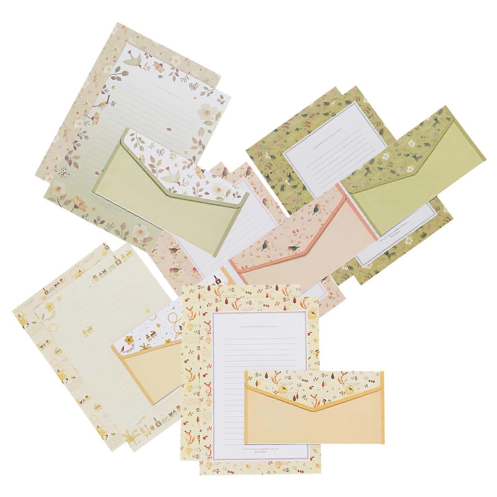 Assorted Color Flower Envelope and Letter Paper Set for Writing 5Sets