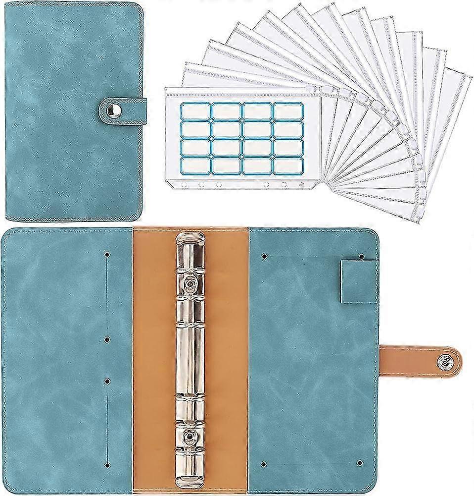 A6 PU Leather, Multifunctional Document Folder with 12 Clear Zipper Pockets 26s
