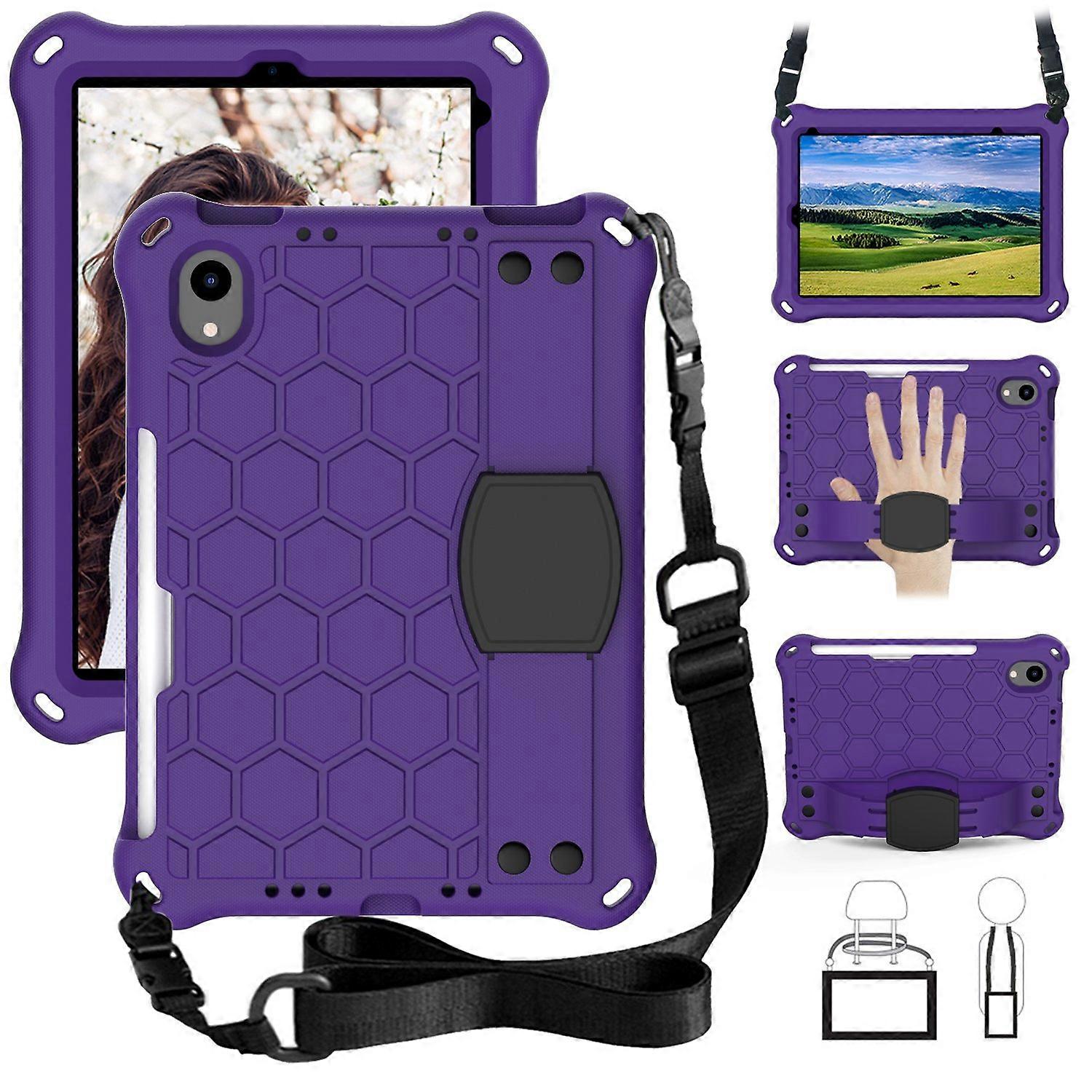 Honeycomb Texture EVA Tablet Shell with Shoulder Strap for iPad mini (2024)/mini (2021)