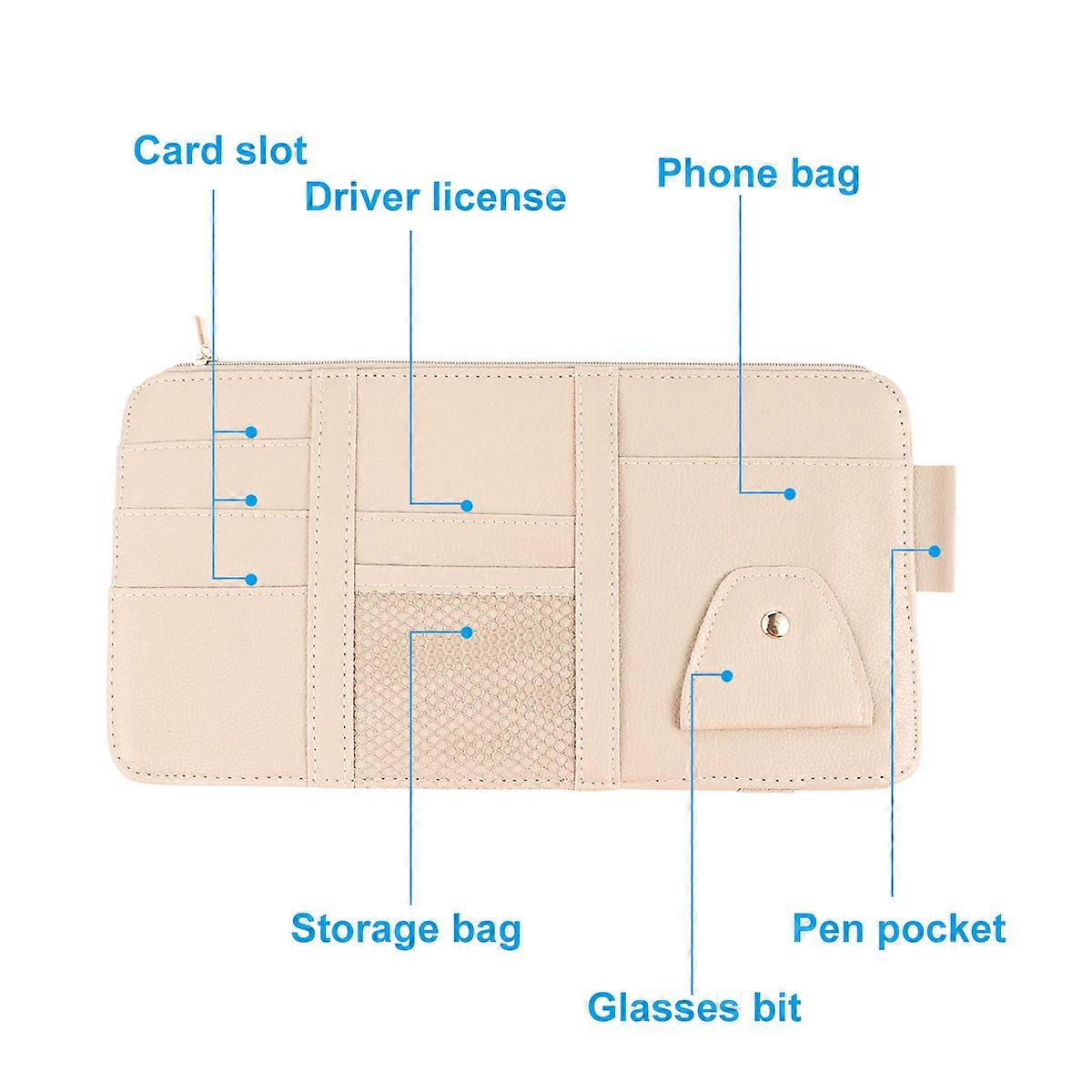 Sun Visor Storage Bag Car Accessory for Storage Use with PU Material