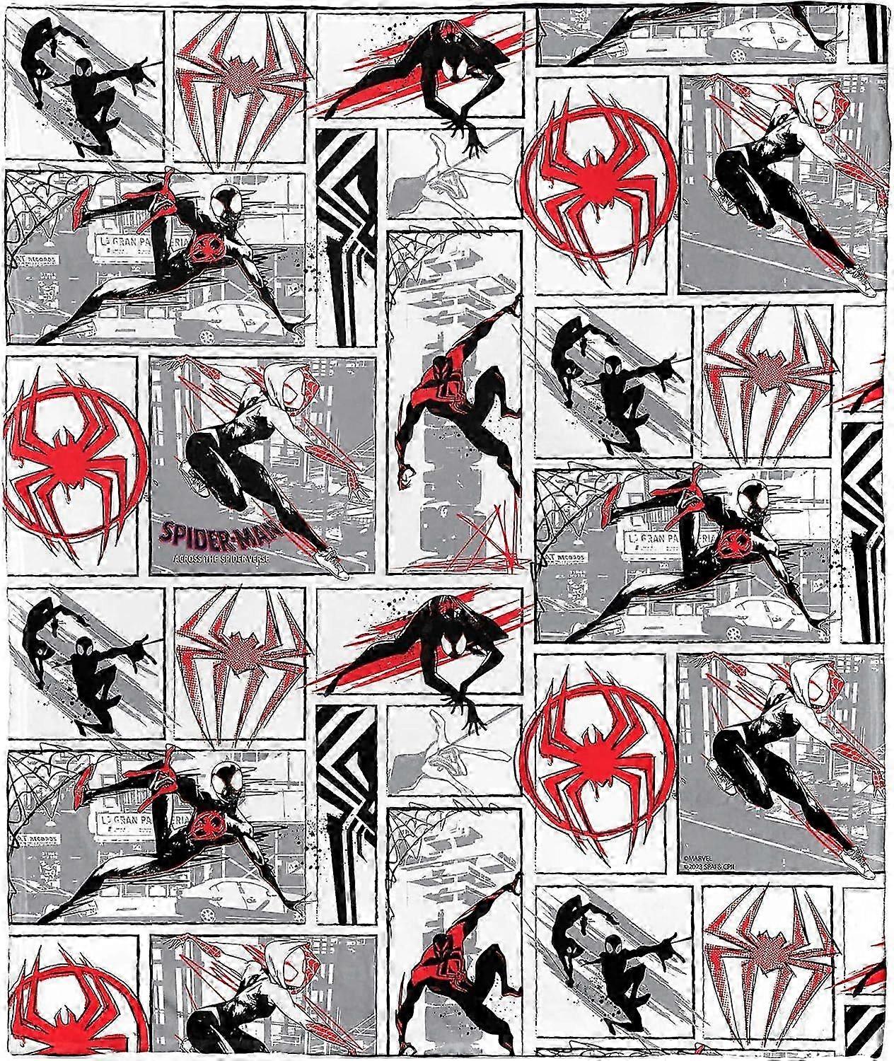 26-27 Spider-Man Silk Touch Throw Blanket, Spiders in Action- Soft Plush Blankets for Bed, Couch, Sofa - Black Fuzzy Throws Gifts