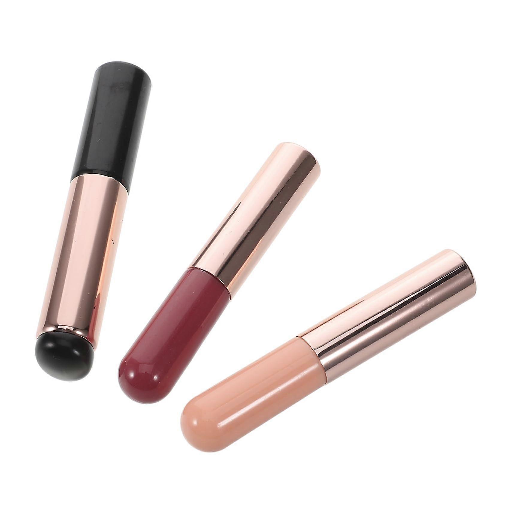 Silicone Nail Art Brush Set with Flexible Tip for Precise Chrome Powder Application 3pcs