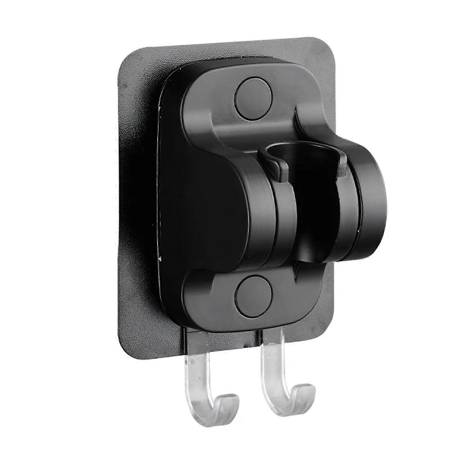 Adjustable Shower Head Holder with Strong Suction Mount, Wall Mounted No Drill Black Bracket