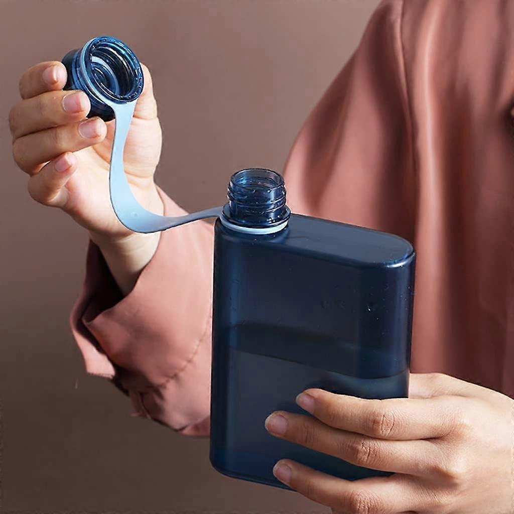 500ml Creative Matte Flat Water Bottle for Travel, Dishwasher Safe, Drop Resistant