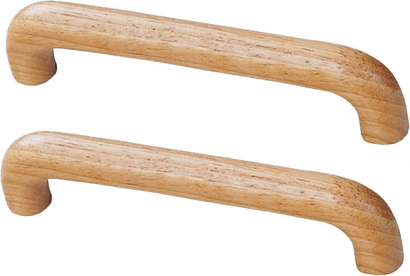 Wood Cabinet Handles 2pcs Solid Rubber Wood Drawer Pulls 128mm Bow Shape with Screws