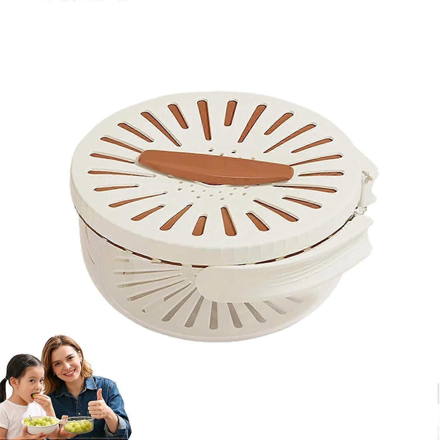 2in1 Fruit Washing Bowl with Vegetable Strainer Basket, Airtight Lid, Stackable Kitchen Storage