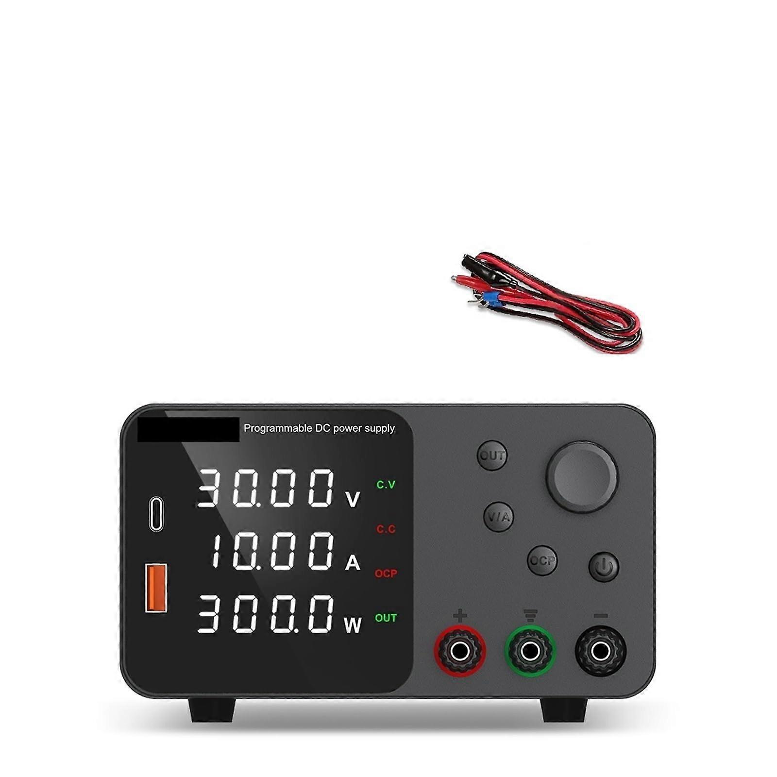 30V 10A Adjustable DC Power Supply with LED Display, Variable Voltage Regulator for Laboratory