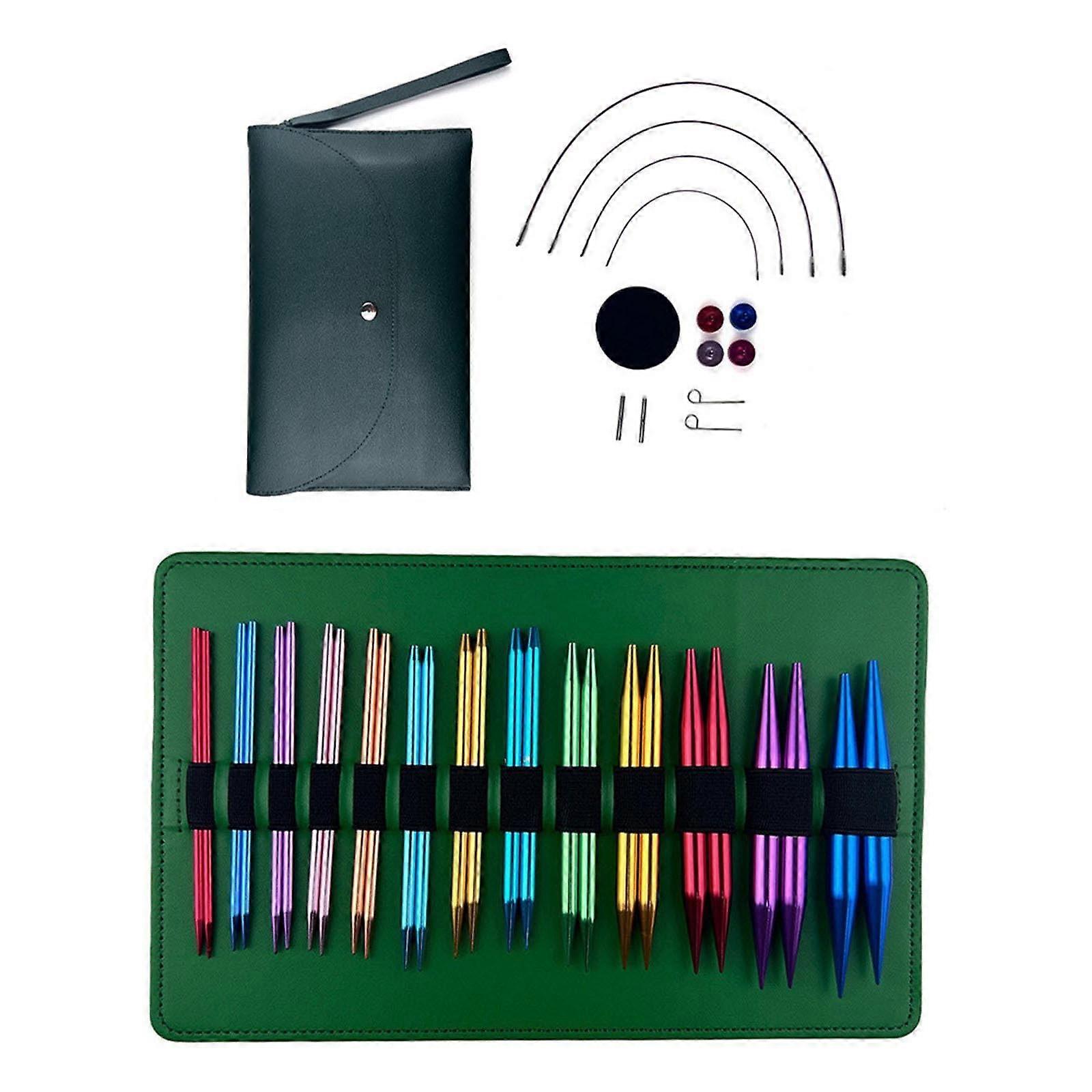 Interchangeable Knitting Needle Set with Carrying Case for Sweaters and Scarves Beginners Kit