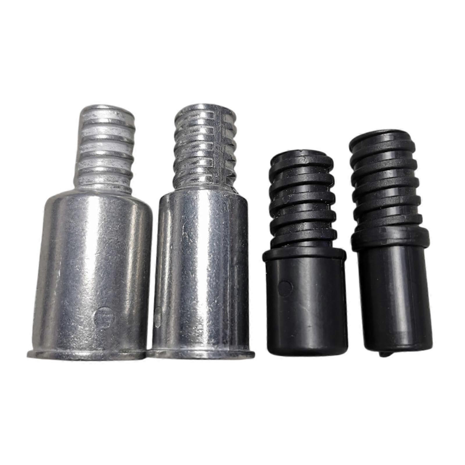 Broom Handle Threaded Tip Replacement Kit, Universal ScrewOn Adapter for Mops and Push Brooms, Black Silver 4pcs
